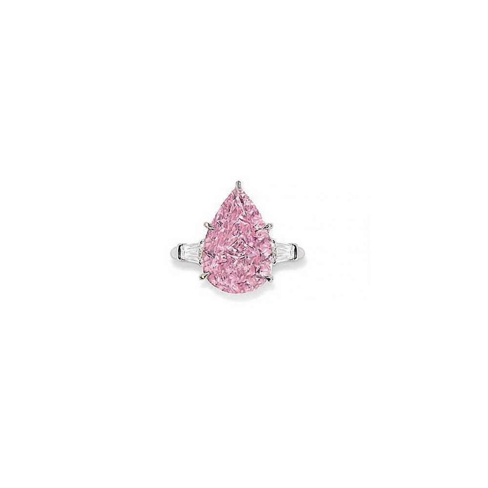 1.5 Carat Pink Pear Shaped with Baguette Side Stones- Certified Lab Grown Diamond