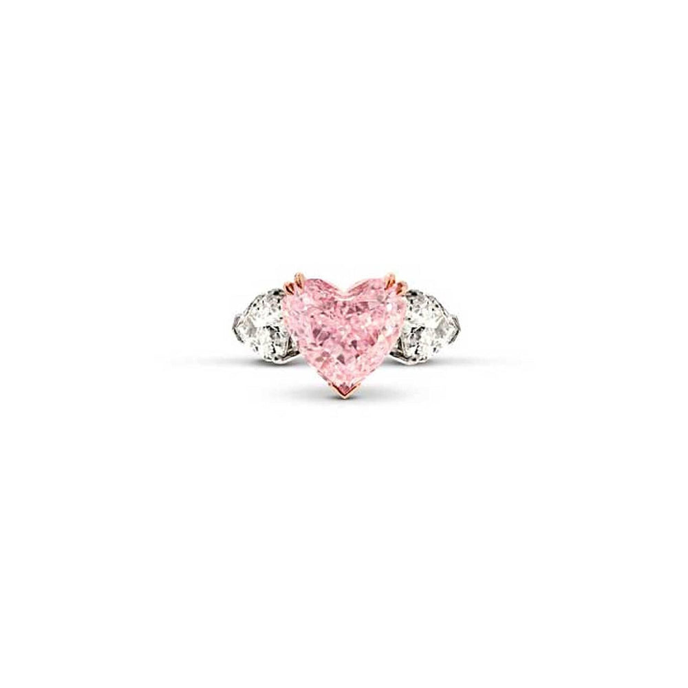 1 Carat Heart Shaped Fancy Pink or Blue with Pear Shaped Side Stones- Certified Lab Grown Diamond