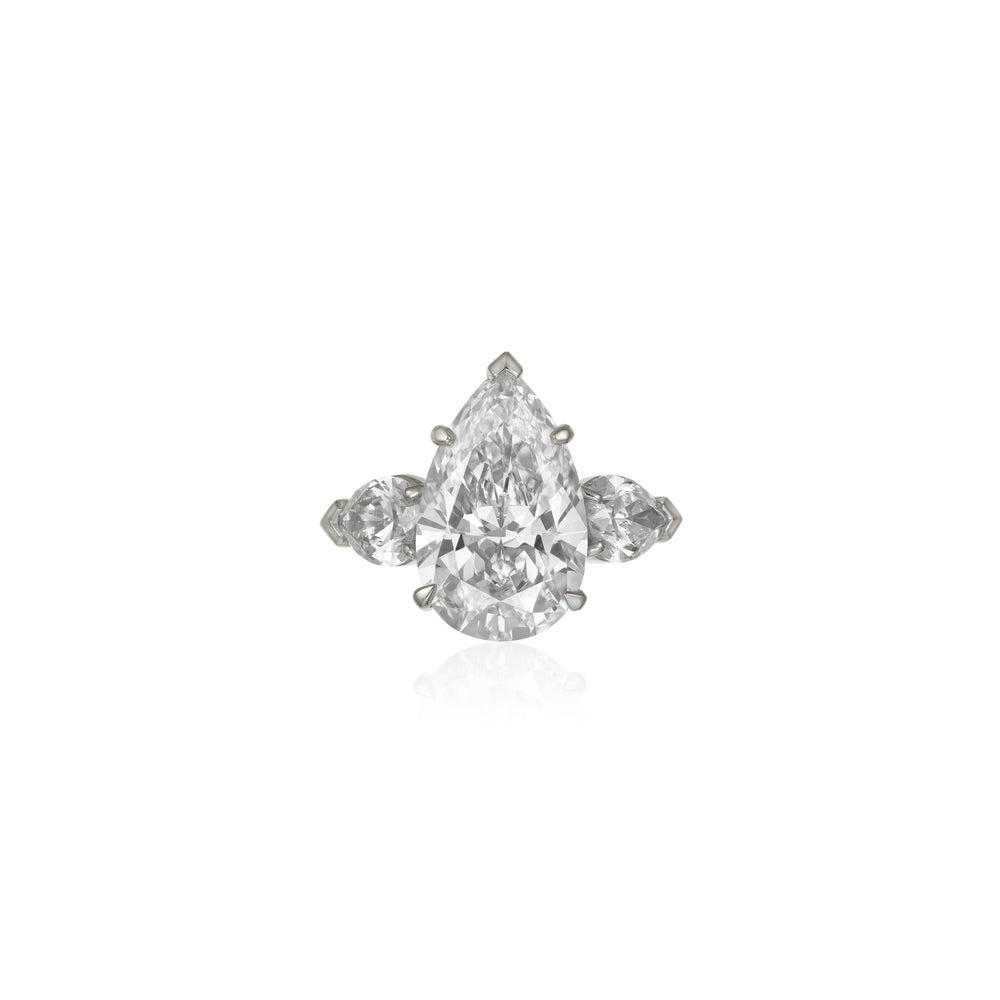 3 Carat Pear Shaped with Pear Side Stones- Certified Lab Grown Diamond