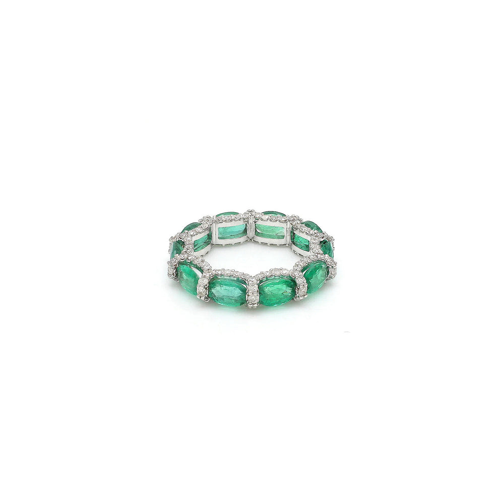 Emerald East-West Oval and Diamond Eternity Band